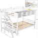 Twin Size Bed Frame for Bedroom Twin over Full Bunk Bed with Staircase and Built-In Storage Cabinets No Box Spring Needed White 96" L X 57.2" W X 62.2" H