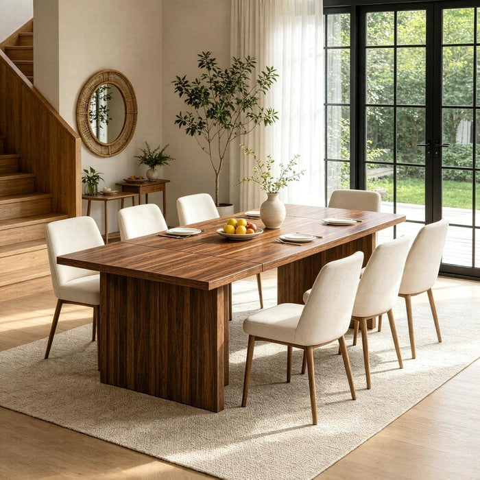 Rectangle Dining Table for 6-8, Walnut Wood Finish