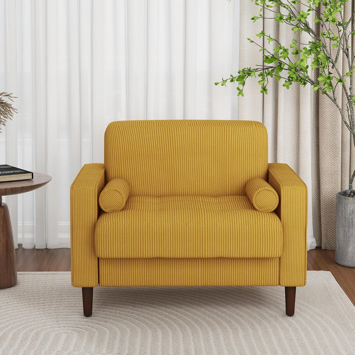 Oversized Accent Chair Set of 1, Corduroy Fabric Mid Century Modern Armchair with Large Seat for Living Room Bedroom Reading