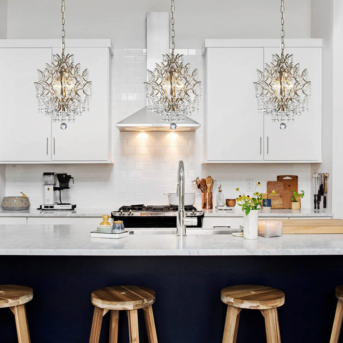 Crystal Chandeliers Pendant Light Brass Finish 13In