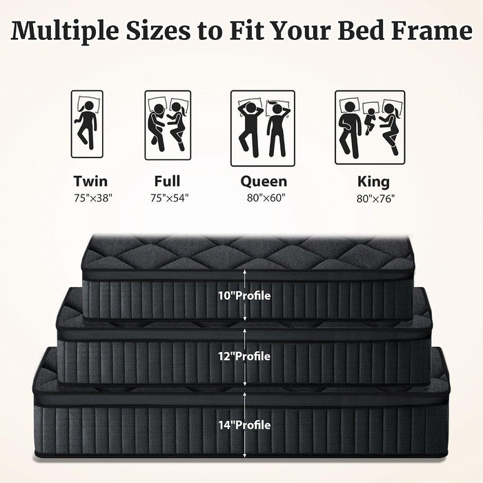 Queen Mattress 12 Inch, Firm Hybrid Memory Foam Mattress in a Box with Individual Pocket Springs, Pressure Relief, Motion Isolation, Fiberglass Free, Certipur-Us Certified 80"X 60"(Gray)