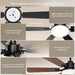 52Inch Black Ceiling Fan With DimmableLED MemoryFunction
