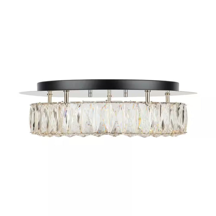 Keighley 17.5 In. Integrated LED Chrome Flush Mount Ceiling Light Fixture with Crystal Shade