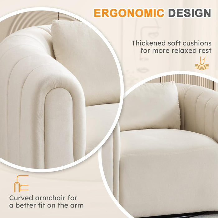 Swivel Accent Chair,Velvet Barrel Chair for Living Room,Comfy Modern Armchair,Completely Assembled(Beige)