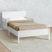 Cora Wood Twin Bed with Removable Guardrails - Wood Twin Bed with Slats Supports for Girls & Boys Teens, No Box Spring Needed, White Oxford Stripes