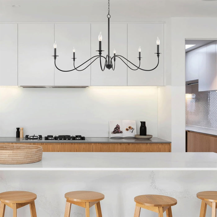 Archer 47Inch Black Chandelier Modern Farmhouse Design