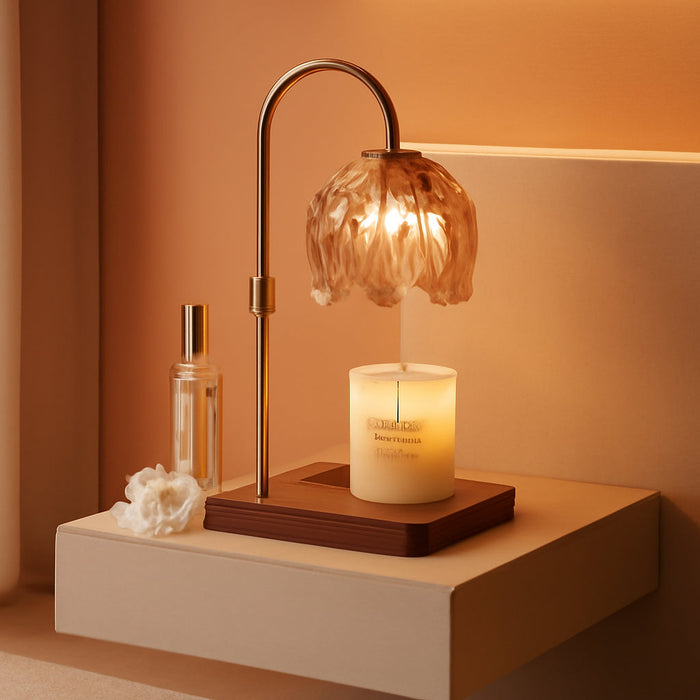 Flower Candle Warmer Lamp with Timer & Dimmer, Adjustable Height Candle Warmer, Gifts for Women Mom Birthday Christmas, House Warming New Home Bedroom Decor, Wax Warmer with 2 Bulbs for Jar Candles