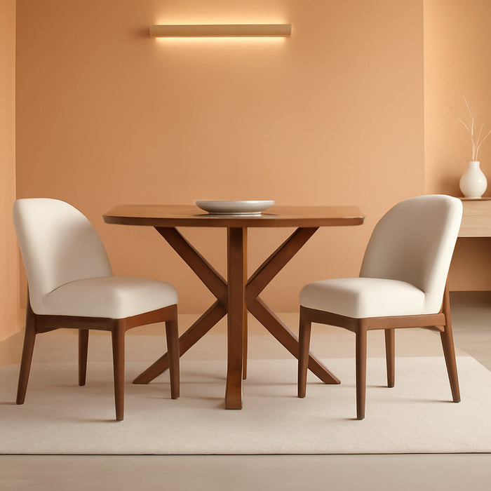 Wooden Dining Chairs Set of 2, Upholstered Dining Room Chairs with Rubberwood Legs and Padded Seats, Kitchen Chairs for Restaurant Kitchen Living Room, Beige