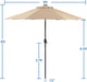 9FT Solar Powered Patio Umbrella - UV Protection Market Table Umbrella W/ 32 LED Lights & Push Button Tilt & Crank Lift System for Garden/Lawn/Deck/Backyard/Pool,Tan