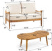 Havets 2 Piece Patio Conversation Sets, Outdoor Acacia Wood Patio Seating Group,Woven Rope Loveseat with Cushions and Coffee Table for Porch Garden Backyard Balcony, Teak+Beige