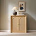 Rattan Arched Door Sideboard Buffet Cabinet, Natural Oak