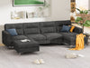 U-Shape Sectional Sofa with Chaise and Ottoman, Movable Modular Couch with Fabric Thick Cushion for Living Room, Dark Grey