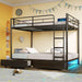 Metal Bunk Bed FullOverFull USB Charging MatteBlack