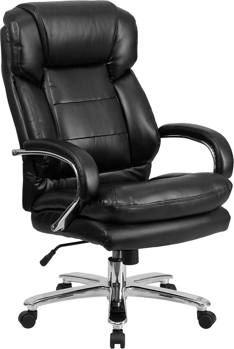 Hercules Series Leathersoft Swivel Office Chair with Loop Arms, Ergonomic High-Back Executive Chair with Padded Seat and Arms, Black