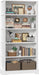 5-Tier Wooden Book Shelf, 65"H × 31.5"W × 9.9“D Bookshelf with Storage, Floor-Standing Display Bookcase, Farmhouse Style Bookshelf with Arched Base, Suitable for Living Room, Study, Office, White