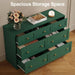 7 Drawer Dresser for Bedroom, Green Wood Chest of Drawers