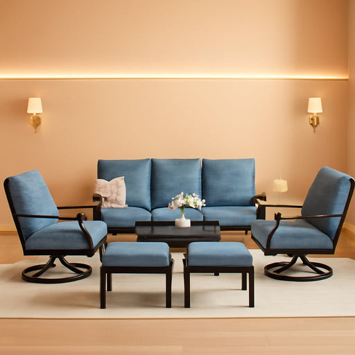 5-Piece Metal Outdoor Conversation Set, 7 Seats