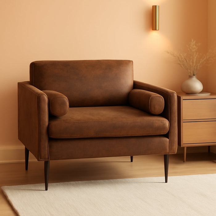 Oversized Bronzing Upholstery Club Chair Metal Legs