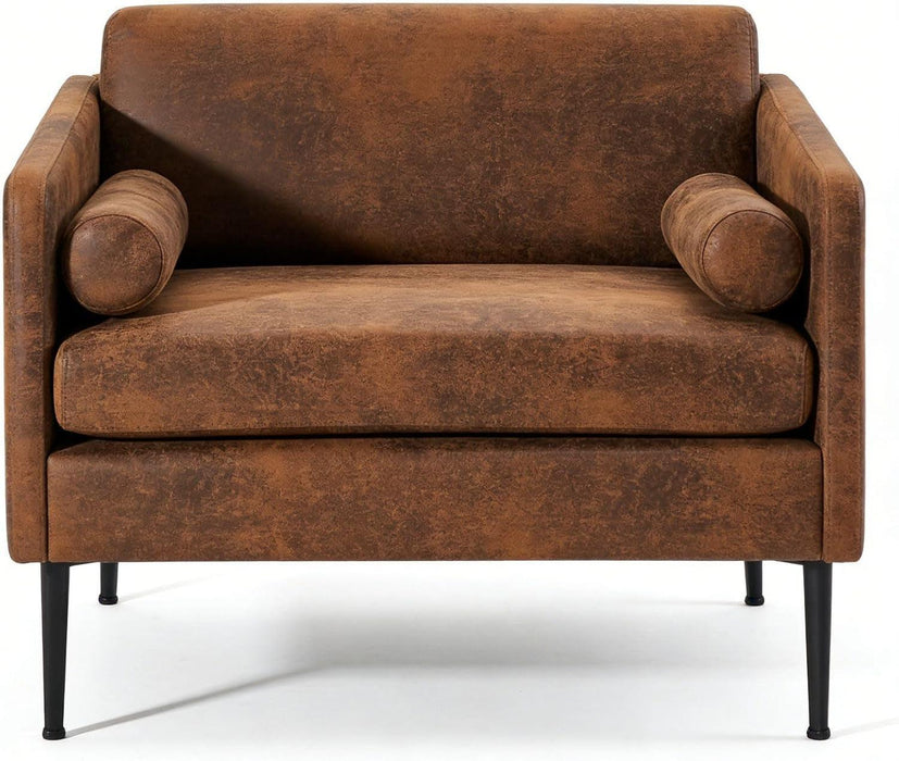 Oversized Bronzing Upholstery Club Chair Metal Legs