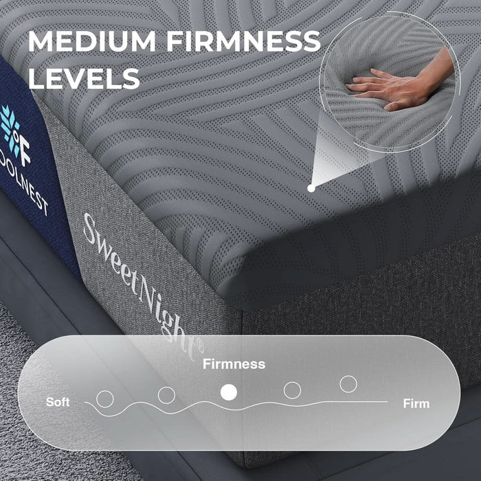 Coolnest Queen Mattress, 14 Inch Cooling Gel Queen Size Memory Foam Mattress for Cool Night Sleep, 5-Zone Ergo Support for Pressure Relief, Medium Firm, Certipur-Us Certified