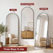 Full Length Floor Mirror Arched Standing Mirror with Aluminum Frame - Freestanding Wall Mount Leaning Body Mirror for Bedroom Living Room Entryway, 71" L X 28" W, Black