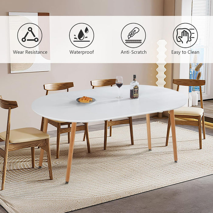Modern 40"-71" Extendable Oval Dining Table for 4-8, MDF Top with Metal Frame, Space-Saving Expandable Kitchen Table for Home, Office, or Conference Room, Scratch-Resistant & Easy to Assemble