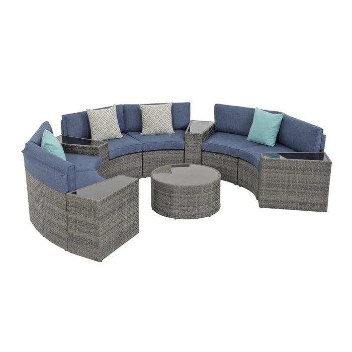 Wicker 6 - Person Modular Patio Conversation Sets with Cushions