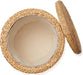 17" round Storage Ottoman with Lid - Natural, Handwoven Water Hyacinth Footstool for Living Room, Bedroom, Bathroom, Home Office