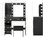 Vanity Desk with Mirror and Lights, 3 Adjustable Lighting Makeup Vanity Desk with 3 Storage Shelves, 5 Large Drawers and Power Outlet, Vanity with Chair for Bedroom, Black