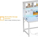 White Gaming Desk with Hutch and Pegboard - Computer Desk with Hutch, Power Outlet, 47 Inch Art Desk with Storage, Hooks, RGB and Side Bag, Writing Modern Study Teen Desks for Girl Bedroom Home Office