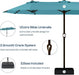 15FT Patio Umbrella with Solar Lights, Double-Sided Extra Large Outdoor Table Umbrella with Base Included, Heavy-Duty 12 Iron Ribs Market Umbrella for Garden, Pool, Backyard, Sky Blue