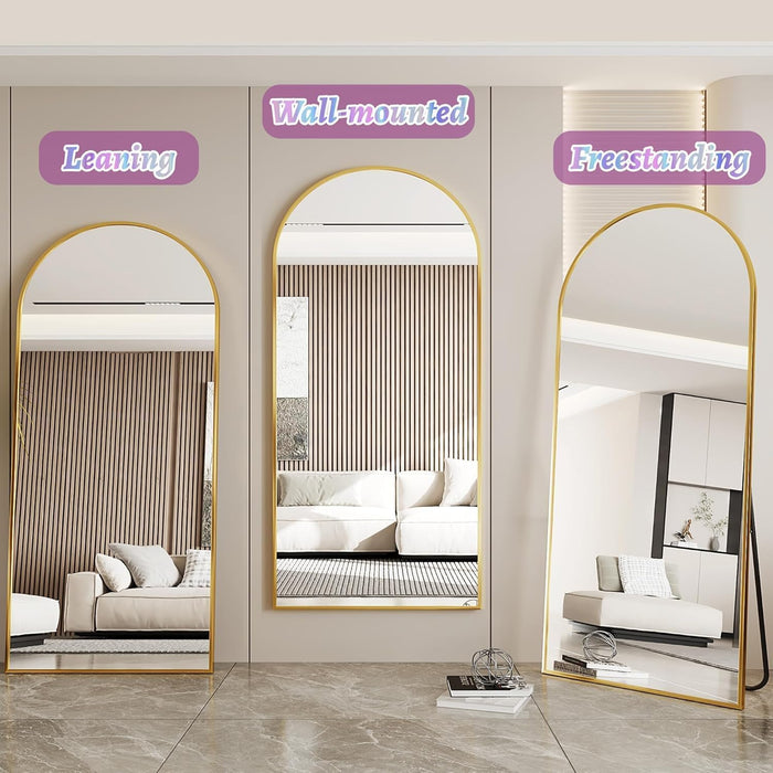 Floor Mirror, 78"×38" Full Length Mirror with Stand for Bedroom Living Room, Gold