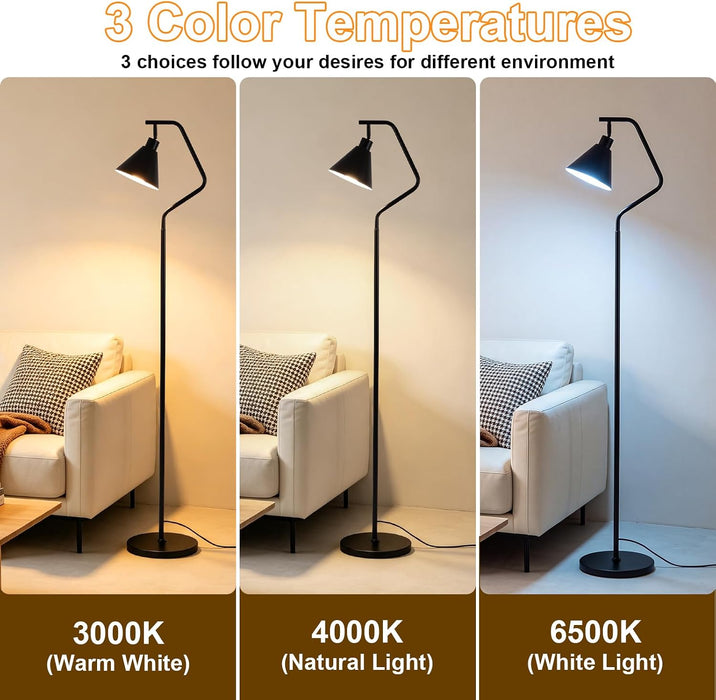 Vintage Floor Lamp for Bedroom,Adjustable-Iron Shade,12W Led Bulb