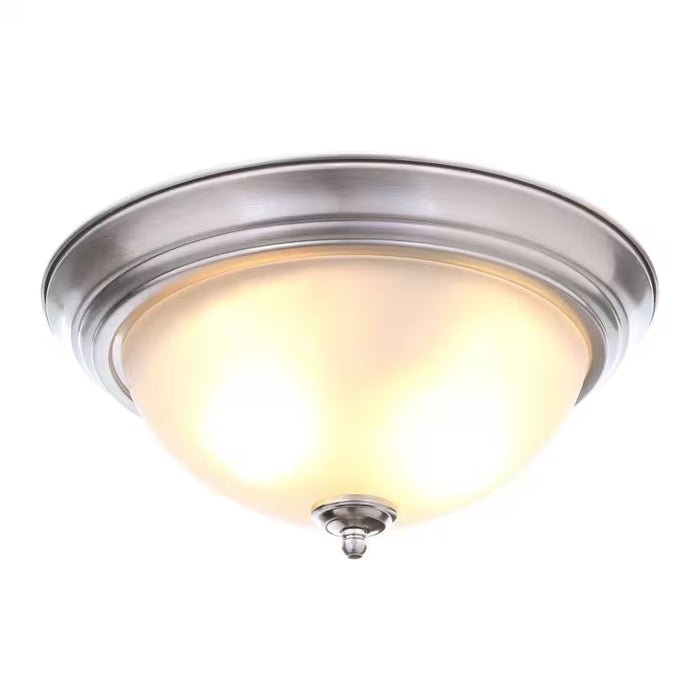 11 In. 1-Light Brushed Nickel Flush Mount (2-Pack)