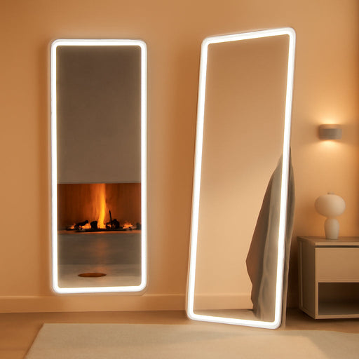 71" X 26" Arched Full Length Mirror with LED Lights, Floor Mirror with Stand, Wall Mirror Full Length, Body Floor Mirror, Wall Mounted Mirror for Bedroom, Dimmable, Tempered Glass