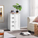 Wooden Floor Cabinet, Side Storage Organizer with 4 Drawers and 1 Cupboard, Freestanding Entryway Storage Unit Console Table, Bathroom Furniture Home Decor, White