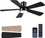Low Profile Ceiling Fan with Light and Remote Control,46" Modern Flush Mount Black Ceiling Fan, 5 Dual-Sided Blades, Energy Efficient DC Motor, Reversible for Bedroom, Living Room, Indoor/Outdoor Use