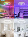 RGB Low Profile Ceiling Fans with Lights and Remote, 20 Inch Dimmable Modern Ceiling Fan(3000K-6000K), 6 Speed, Reversible, APP & Remote Control, Flush Mount Fan Light, White RGB Ceiling Fans