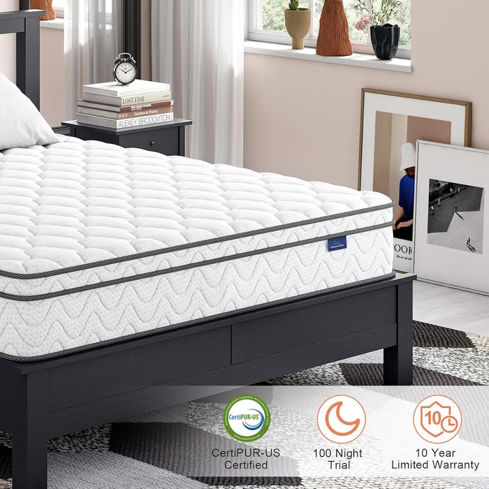 Full Size Mattress, 12 Inch Hybrid Double Bed Mattress in a Box with Memory Foam and Pocket Spring, Ergonomic Design & Pressure Relief, Medium Firm Feel, 54"*75"*12"