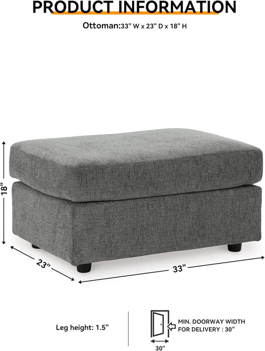 Stairatt Casual Rectangular Upholstered Ottoman, Gray