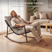 Papasan Rocking Chair with Armrest Outdoor Indoor,Heavy Duty Metal Outdoor Rocking Chair with Cushion,All-Weather Patio Lounge Chair for Balcony,Garden,Living Room (1Pcs)