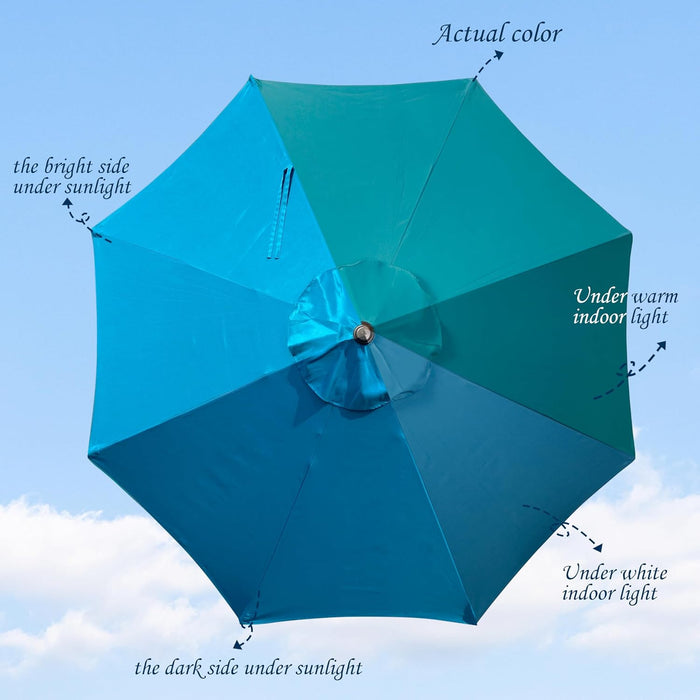 9' Outdoor Patio Umbrella, Outdoor Table Umbrella, Yard Umbrella, Market Umbrella with 8 Sturdy Ribs, Push Button Tilt and Crank