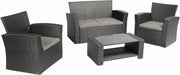 4 Pieces Outdoor Furniture Complete Patio Cushion Wicker P.E Rattan Garden Set, Full, Black
