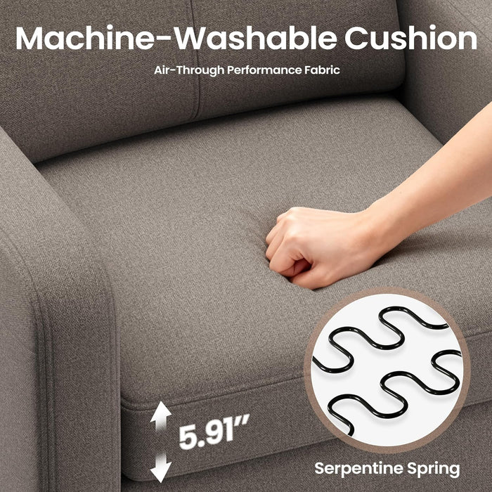 Linen Upholstered Accent Chair With Foldable Table