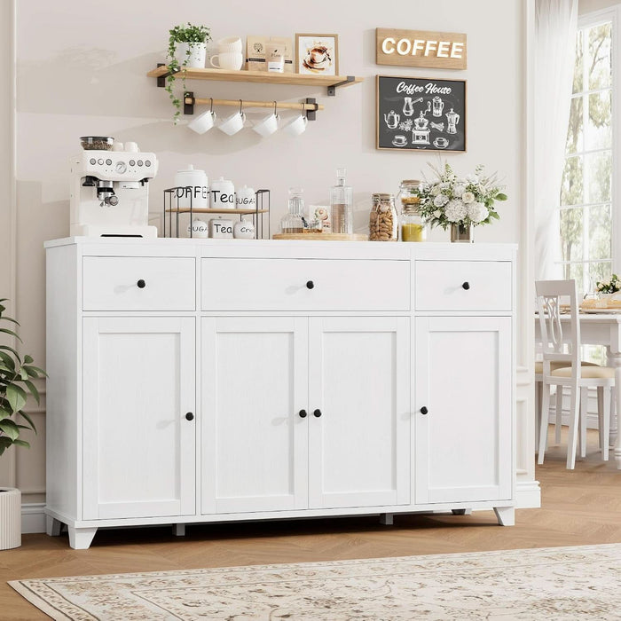 55" Kitchen Buffet Cabinet with Storage, Sideboard with Drawer, White