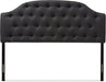 Elaine Scalloped Buttoned Size Fabric Upholstered Headboard, Queen, Dark Grey