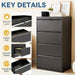 4 Drawer File Cabinet with Lock, Black Metal Lateral Filing Cabinet