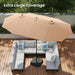 15Ft Large Patio Umbrellas with Base Included, Outdoor Double-Sided Rectangle Market Umbrella with Stand, outside Umbrellas for Poolside Lawn Backyard