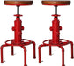 Aged Antique Vintage Industrial Barstool Solid Wood Water Pipe Fire Hydrant Design Cafe Coffee Industrial Bar Stool Set of 2 Antique Red