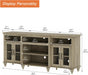 Buffet Cabinet with 4 Glass Doors, Large Coffee Bar Tables Wood Kitchen Storage Cabinets with 9 Storages, Modern Farmhouse Sideboard Credenza, Wash Gray, 70 Inch
